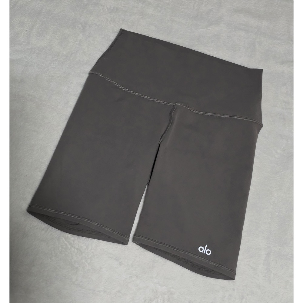 Alo Yoga Womens XS Gray 7" High Waist Biker Short Workout Athletic